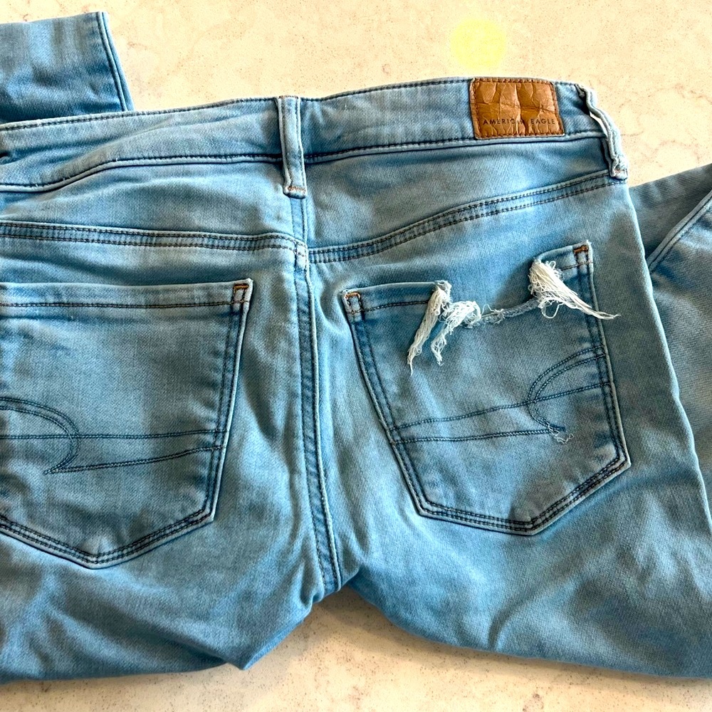 AE Light Blue Distressed Women's Jeans